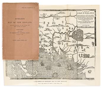 (NEW ENGLAND.) Samuel Abbott Green. Hubbard's Map of New England, Engraved Probably by John Foster, the First Printer of Boston.